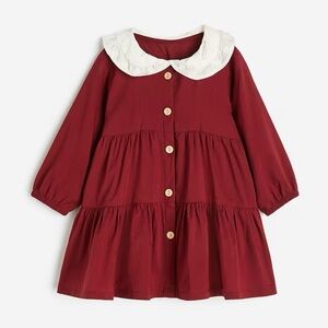 H&M Red and White Tiered Sundress with Peter Pan Collar